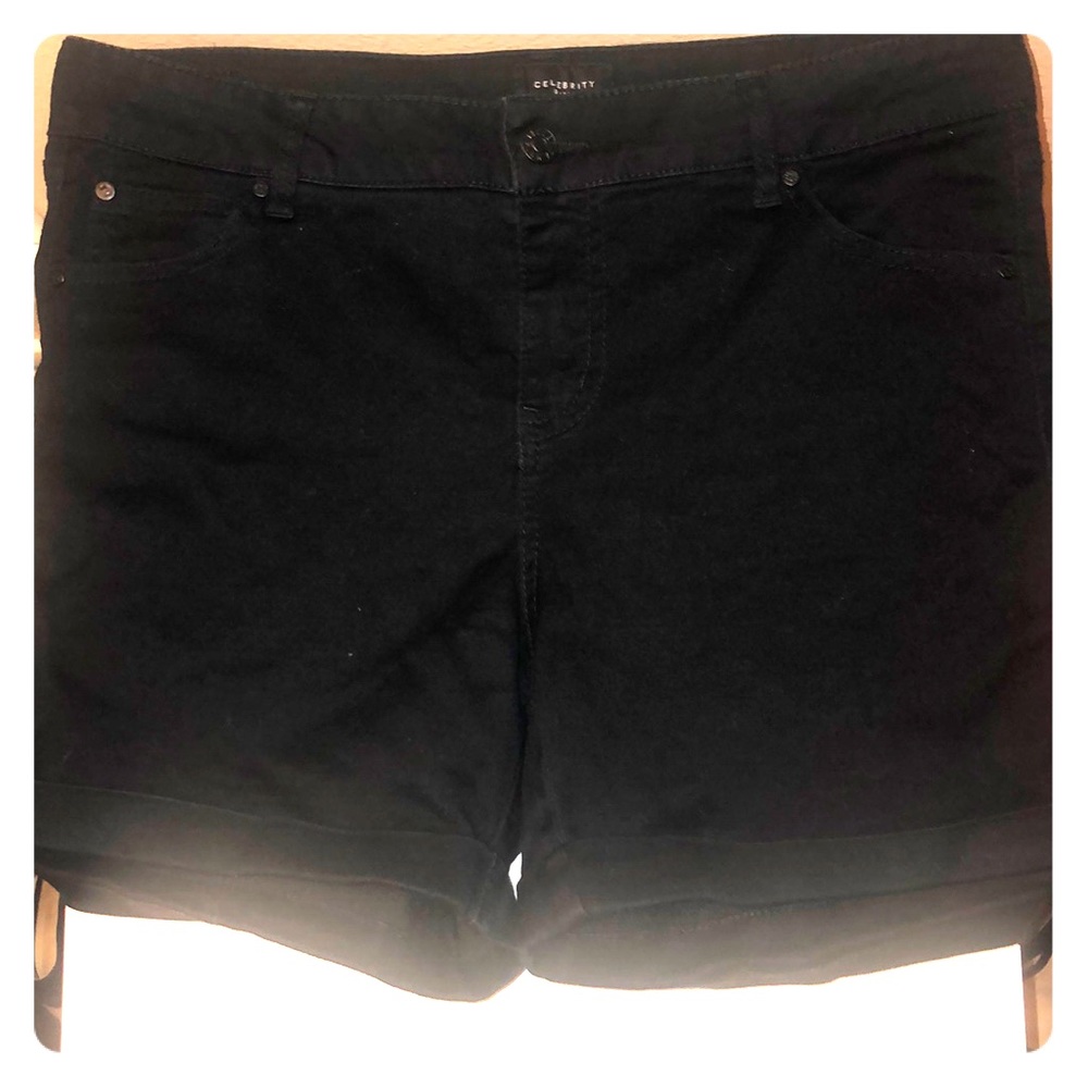 Black mid-thigh shorts